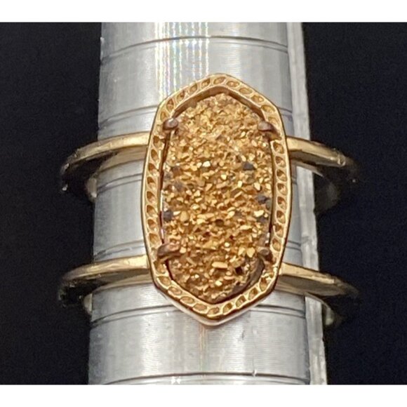 Kendra Scott Elyse Ring Rose Gold Plated Drusy Cage Split Shank Size 6 LOOK READ - Picture 16 of 16